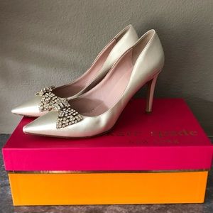 Kate Spade satin rhinestone bow heels